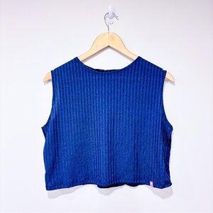 🌼NWOT🌼 LAIT DE POULE Navy cropped camisole with lace back